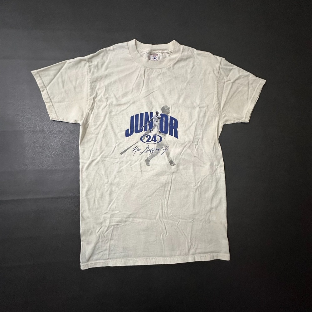 Vintage Ken Griffey Jr T Shirt Mens Medium Ivory Y2k Baseball Delta USA Mariners